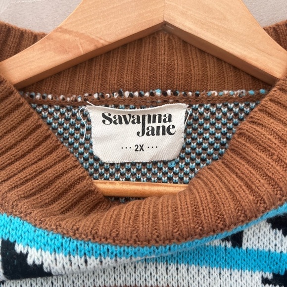 Savanna Jane Tribal Aztec Print Sweater Size 2X - Picture 3 of 6